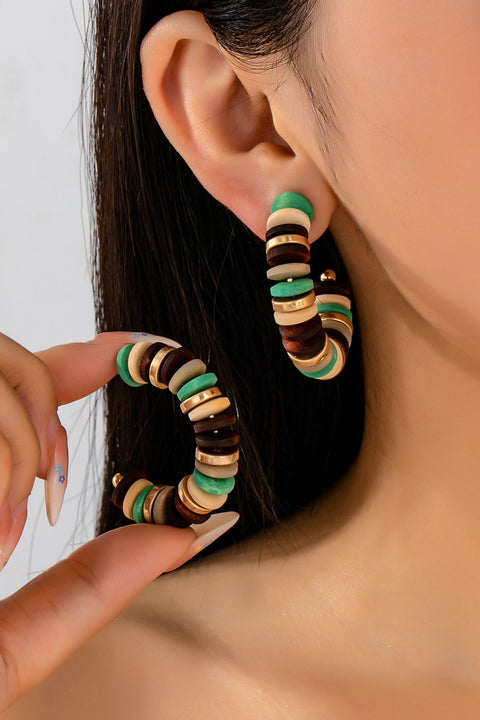 Earth-Tone Disc Beaded Hoops | 80E62212