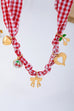 Red Gingham Scarf Charm Necklace | 80N93086
