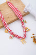 Red Gingham Scarf Charm Necklace | 80N93086
