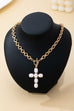 Large Pearl Cross Toggle Necklace | 80N93068