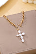 Large Pearl Cross Toggle Necklace | 80N93068