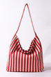 Striped Canvas Hobo Shoulder Tote Bag | 40P609