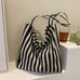 Striped Canvas Hobo Shoulder Tote Bag | 40P609