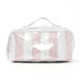 CHECKER STRIPED  OPEN FLAT COSMETIC MAKEUP POUCH | 40P610