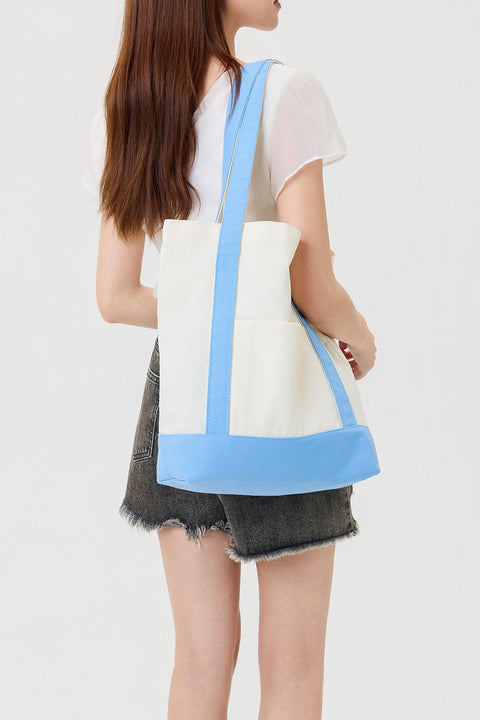 Classic Large Cotton Canvas Shoulder Tote Bag | 40P611