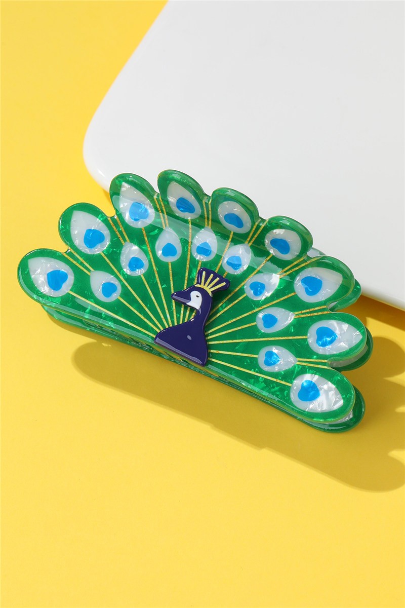Peacock Motif  Hair Claw Clip | 40H1082