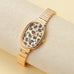 Leopard Print Oval Gold-Tone Wrist Watch | 40WTH103