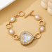 HEART RHINESTONE DIAL PEARL BRACELET WATCH | 80W008