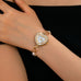 HEART RHINESTONE DIAL PEARL BRACELET WATCH | 80W008