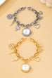 ROUND DIAL CHARM CLOVER HEART BRACELET WATCH | 80W016