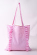 Gingham Ruffle Canvas Shoulder Tote Bag | 40P614