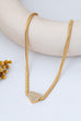Crystal Pave Heart Pendant Herringbone Necklace | 80N93110