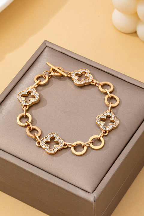 Pave Crystal Clover Link Bracelet With Toggle Clasp | 80B1781