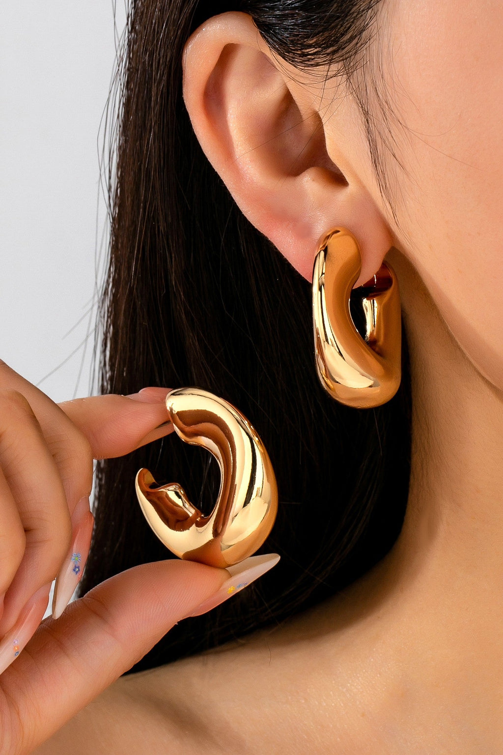 Bold Gold-Tone Chunky Dome Crescent Hoop Earrings | 80E62230