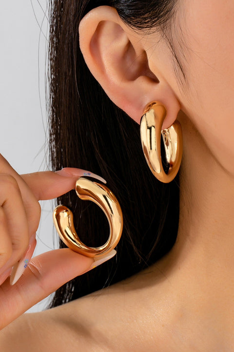 Bold Gold-Tone Chunky Tubular Open Hoop Earrings | 80E62231