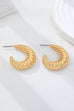 Vintage-Inspired Gold-Tone Ribbed Croissant Hoop Earrings | 80E62234
