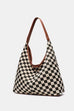 Black and White Checkered Canvas Hobo Bag | 40P615