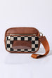 Multi-Zipper Checkered Pouch Bag Wristlet | 40P617