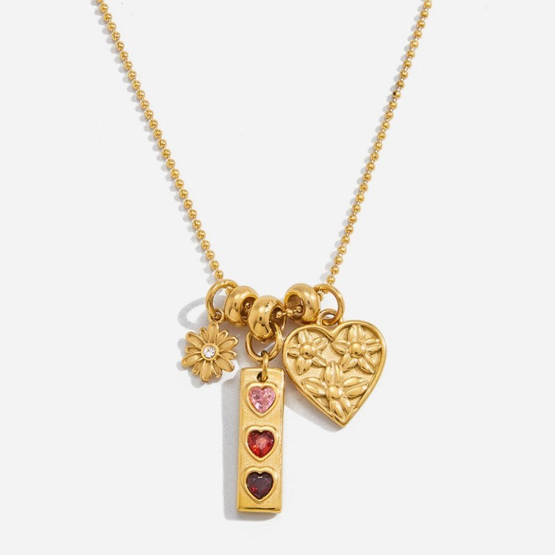 FLORAL HEART MULTI CHARM NECKLACE | 40NK9712