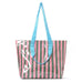 Large Striped Vinyl Tote Bags with Shoulder Strap | 40P619