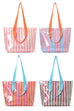 Large Striped Vinyl Tote Bags with Shoulder Strap | 40P619