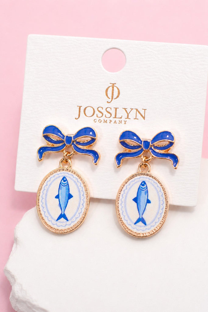 Bow Drop Enamel Charm Statement Earrings | 40E503