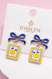 Bow Drop Enamel Charm Statement Earrings | 40E503
