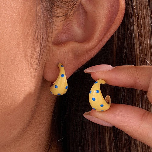 Butter Yellow Polkadot Earrings | 40E506
