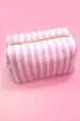 Plush Striped Sherpa Makeup Bag - Cozy Travel Pouch | 40P621