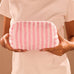 Plush Striped Sherpa Makeup Bag - Cozy Travel Pouch | 40P621