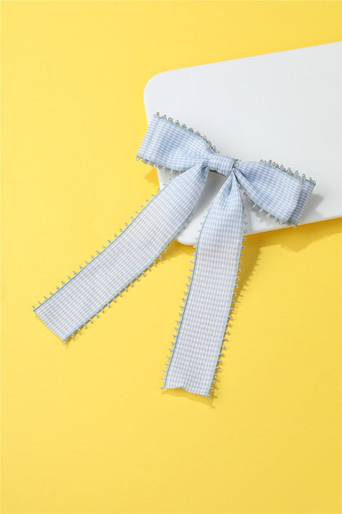 Gingham Bow Hair Clip - Lace-Trimmed Coquette | 40H1091