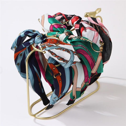 Vintage Chain & Medallion Silky Scarf Knot Headband| 40HB201