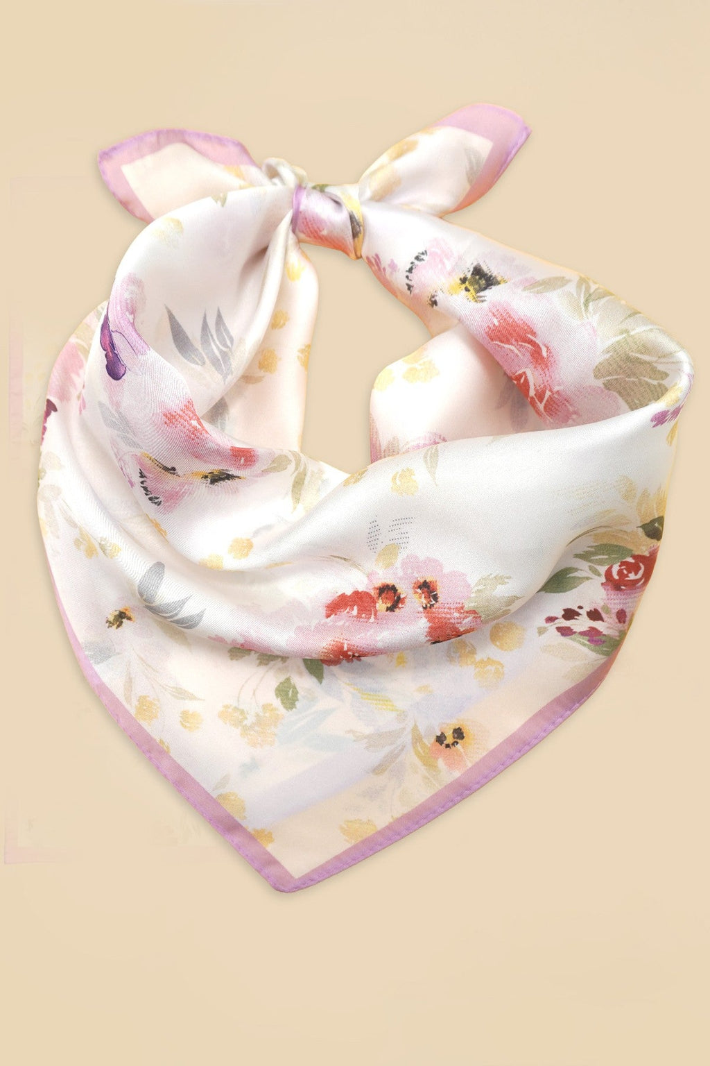 Floral Print Silk-Finish Bandana Scarf | 40SC718