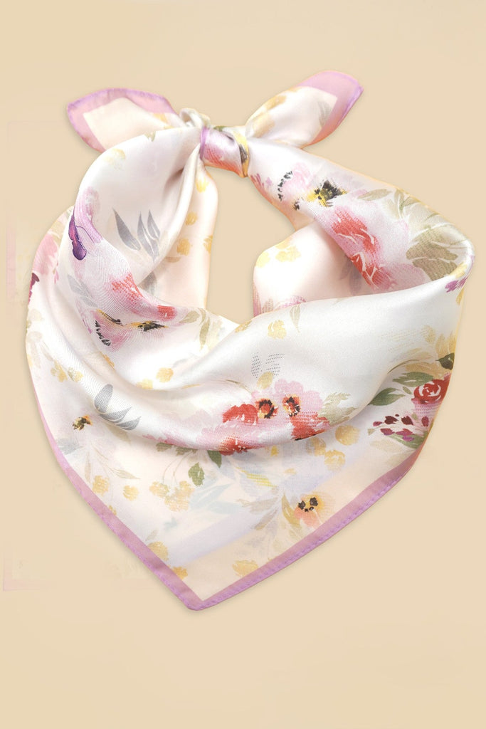 Floral Print Silk-Finish Bandana Scarf | 40SC718