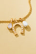 Pave Horseshoe & Pearl Drop Charm Necklace | 80N93155