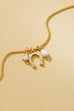 Pave Horseshoe & Pearl Drop Charm Necklace | 80N93155