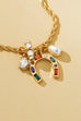 Multi-Color Horseshoe and Pearl Crystal Charm Necklace | 80N93136