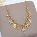 Western Multi-Charm Cross Heart Horse Link Necklace|80N93122