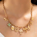 Western Multi-Charm Cross Heart Horse Link Necklace|80N93122