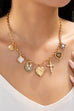 Antique Heart Locket & Cross Multi-Charm Necklace | 80N93116