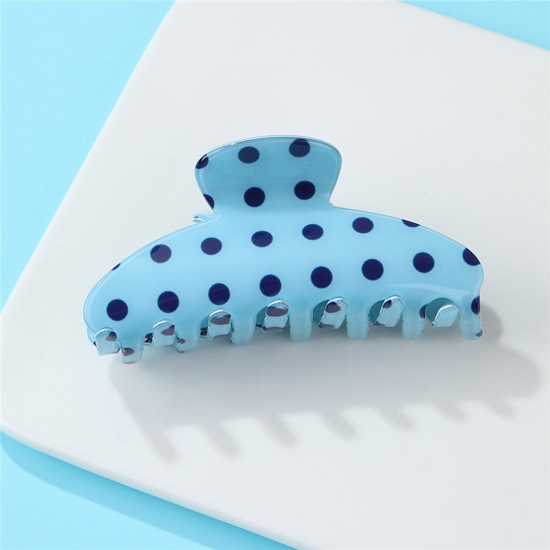 Retro Polka Dot Hair Claw - Glossy Spotted French Style Clip | 40H1099