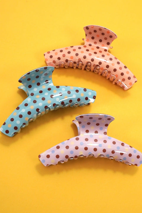 Vintage Polka Dot Hair Claw - Retro Pastel Spotted Clip | 40H1100