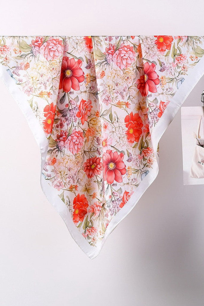 Garden Silk-Satin Scarf - Botanical Floral Bandana | 40SC720