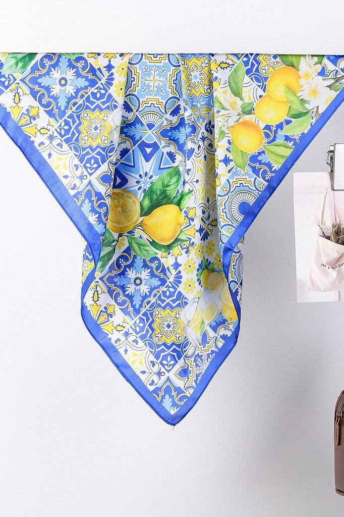 Lemon & Tile Daisy Silky Feel Bandana Scarf | 40SC721