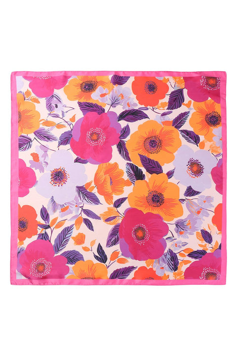 Botanical Retro Floral Silky Feel Bandana Scarf | 40SC722