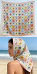 Nautical Shell & Palm Silky Feel Bandana Scarf | 40SC723