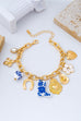 Blue & White Floral Western Charm Link Bracelet | 80B1803