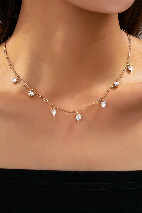 Crystal Heart Shape Paperclip Link Necklace | 80N93204