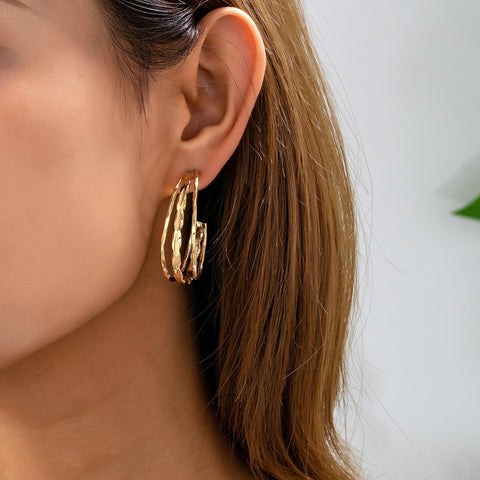 Gold-Tone Triple Layer Hoop Earrings | 80E62339