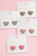 Checkered Enamel Heart Stud Earrings | 40E511